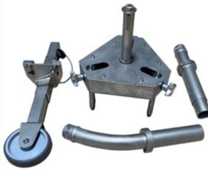 Mounting feet, wheel & guide tubes bended/straight assy